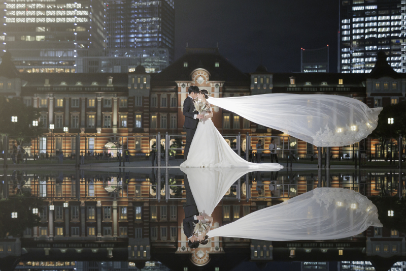 煌びやかにベールでリフレクションカット。