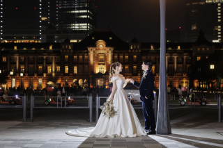 夜の東京駅で叶える、和装スタジオ＆洋装3ロケの贅沢フォトウェディング