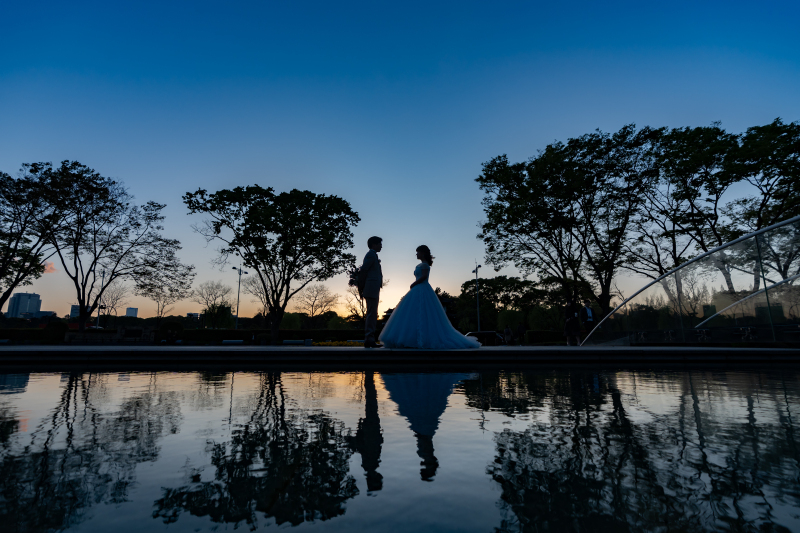 和田倉噴水で夕景撮影