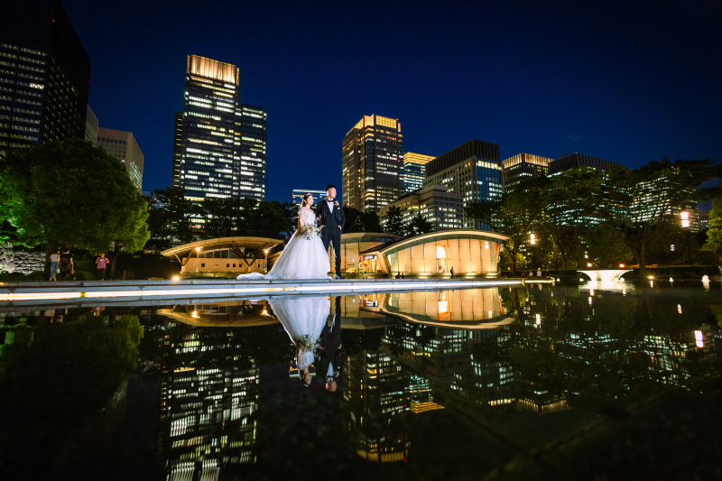 噴水公園でもリフレクション!