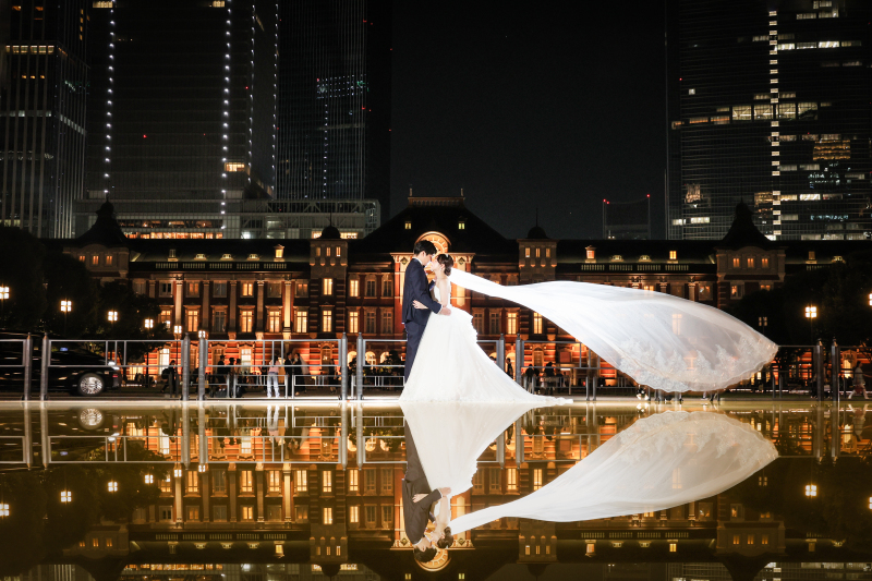 ベールがふわりと広がる