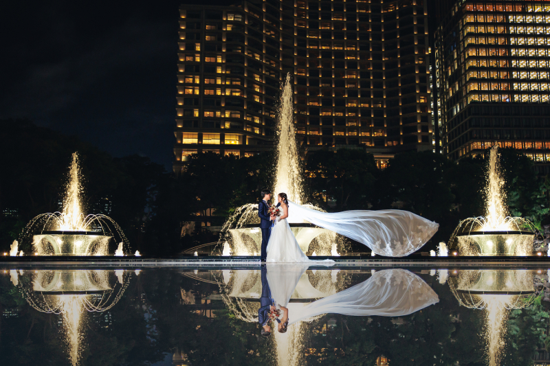 大きな噴水前で!!