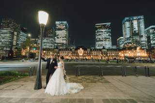 ロマンチックな夜景と！東京駅周辺ロケーション+和装スタジオ撮影付き