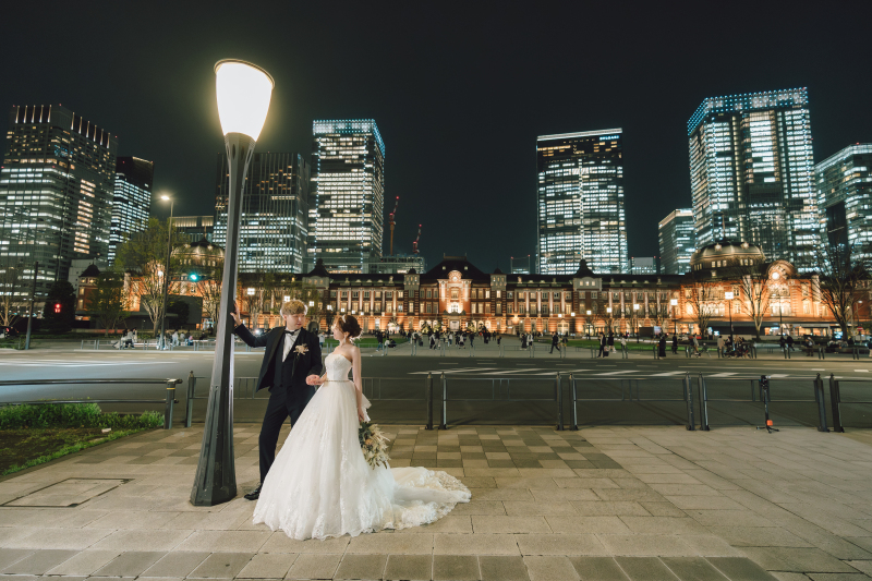 ロマンチックな夜景と！東京駅周辺ロケーション+和装スタジオ撮影付き