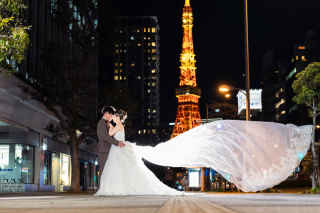 東京の夜景に映る二人の物語。洋装夜3ロケ＆リフレクション前撮り