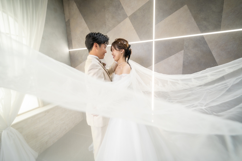 大きく舞い広がるベールの白