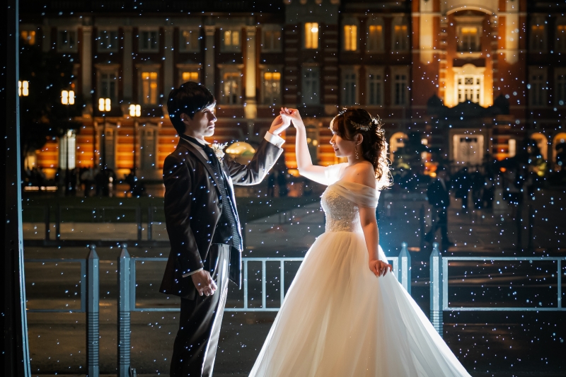 和装スタジオと東京駅の夜景で叶える、非日常のロマンチック前撮り