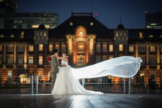 夜のロケーション撮影♪煌びやかな雰囲気に