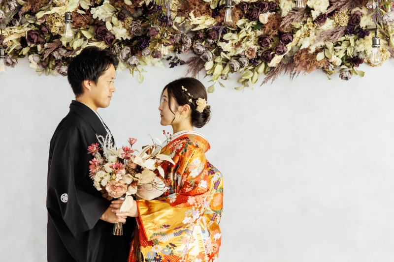 ドライフラワーが和装にもピッタリ♡