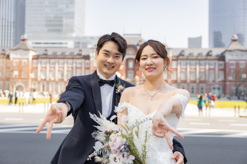 明るく一緒に「ピース♡」