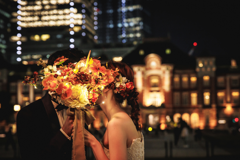 持ち込みブーケを光らせて♪