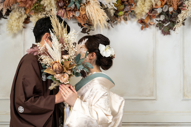 ブーケを使って顔隠しショット♪