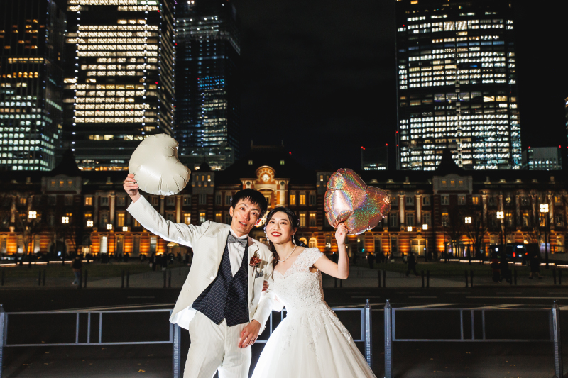 ハートの風船を使って