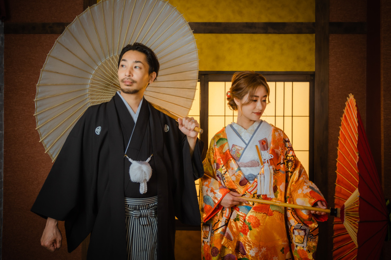 和傘を使ってのポージング