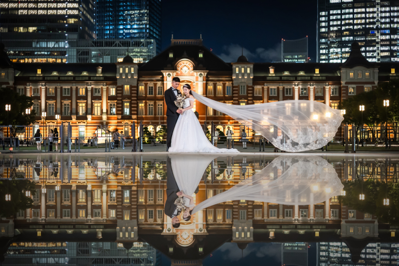 駅舎前もリフレクション♡