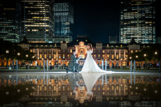 東京駅・和田倉門・明治安田生命館のナイトロケーション前撮り･:*+.