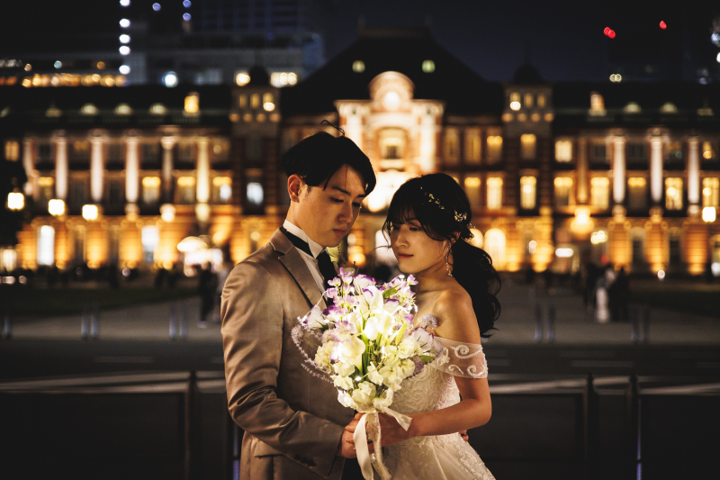 ご持参のブーケが光ってる！！