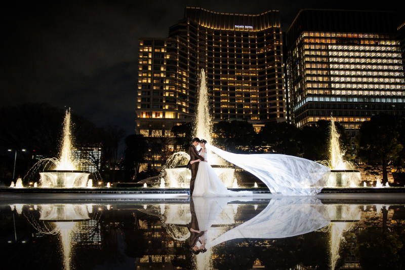 噴水でリフレクション!