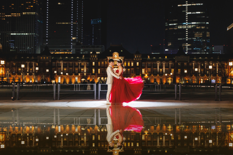 カラードレスでリフレクションカット