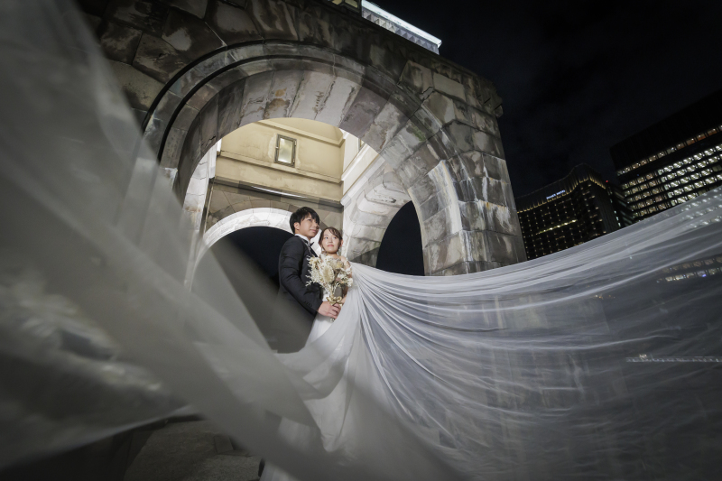 ベールを手前にボカして。