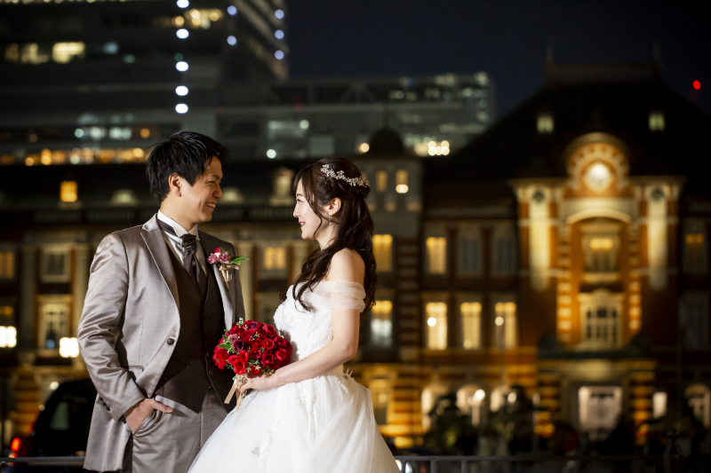 東京駅舎背景で