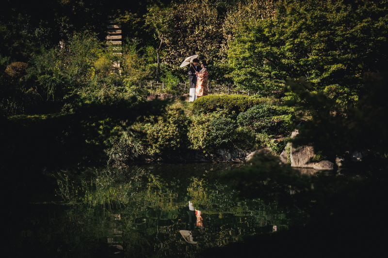水面に映るお二人の姿♡