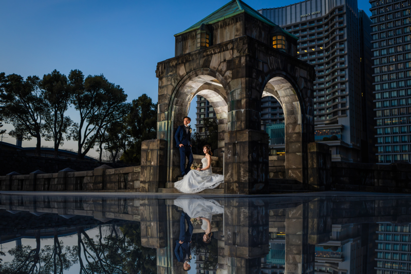 幻想的なリフレクション撮影。和装スタジオ&洋装3ロケの贅沢プラン