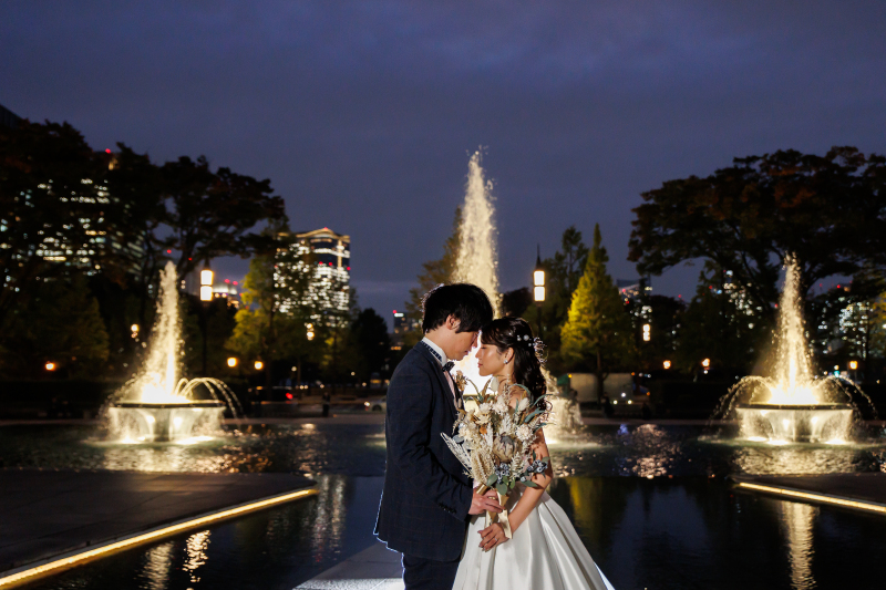 噴水が上がった瞬間に…