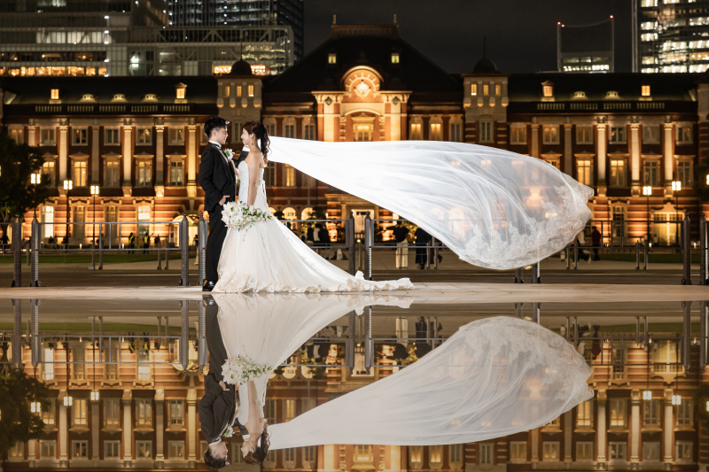 ベールを靡かせてリフレクションカット♡