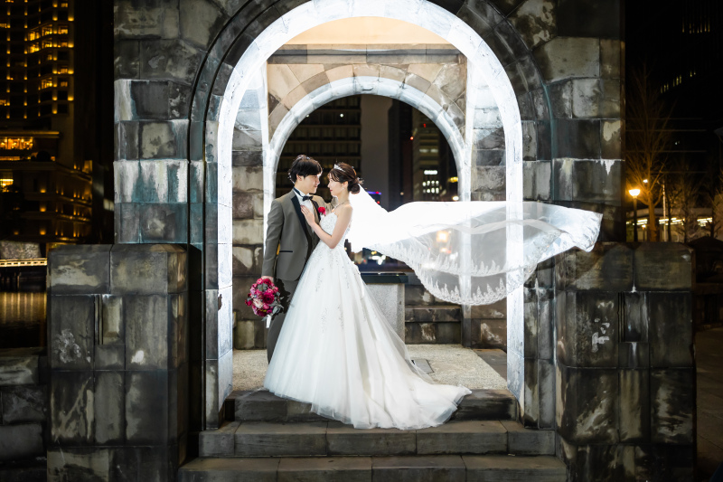 風に靡くようなベール