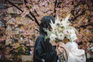 桜咲く隅田川にて和装撮影✴︎
