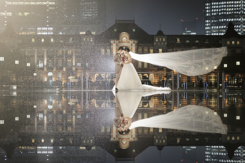 【雨粒がおふたりをお祝い】洋装ロケーション撮影