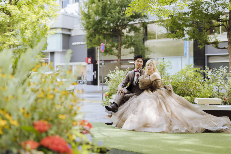 お花に囲まれて