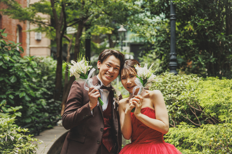 持ち込みブーケでニッコリ