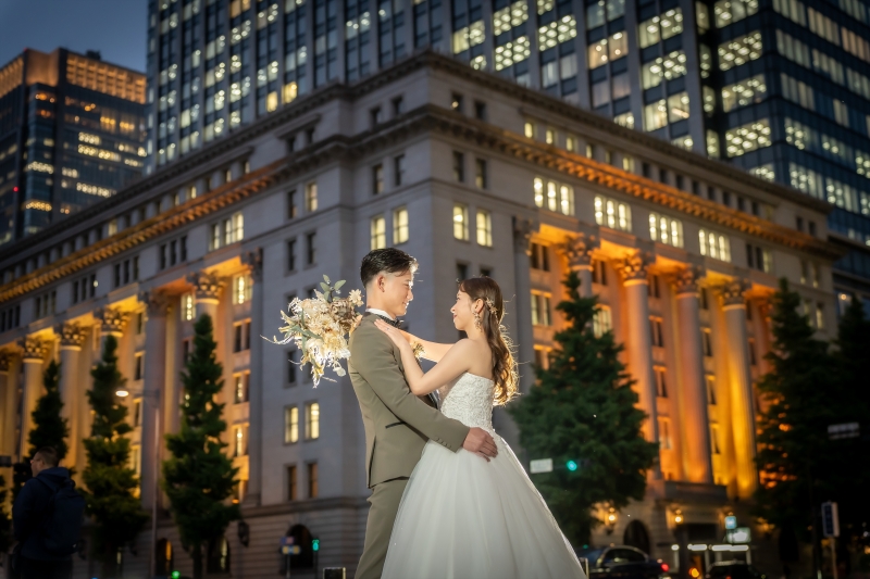 ★【期間限定】夕景から夜景へ、洋装3ロケ+プロ補正付き贅沢前撮りプラン