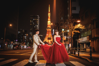 東京タワーを背景に⭐︎