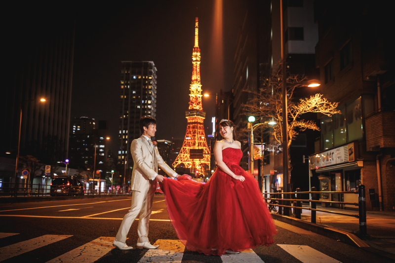 東京タワーを背景に⭐︎