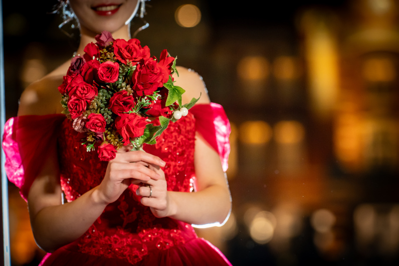 ブーケも真っ赤で♪