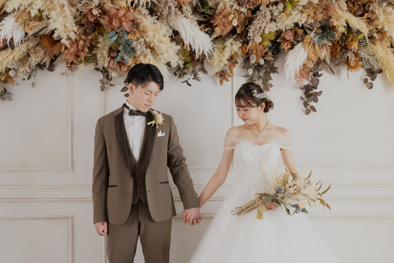 可愛いドライフラワー壁♡