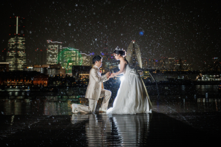 大さん橋の幻想的な夜とスタジオ撮影を満喫できる前撮りプラン