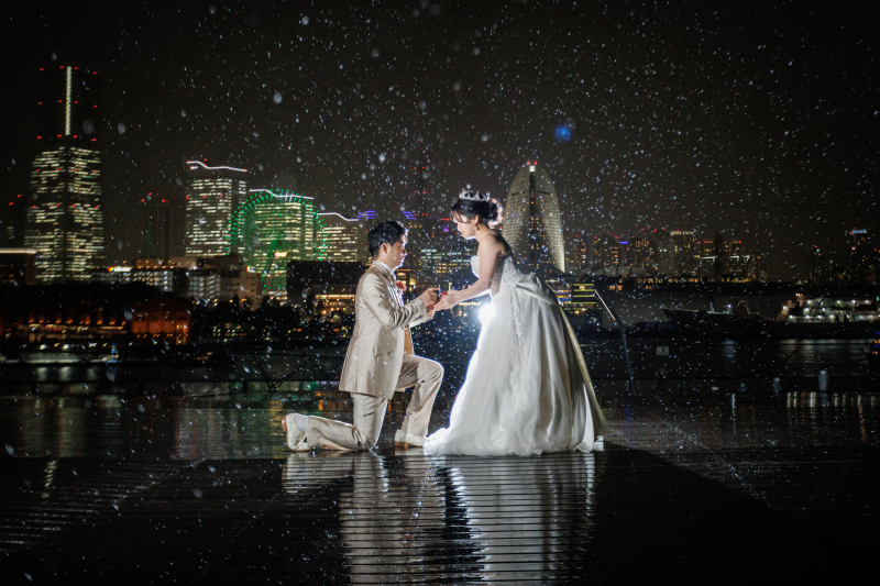 大さん橋の幻想的な夜とスタジオ撮影を満喫できる前撮りプラン