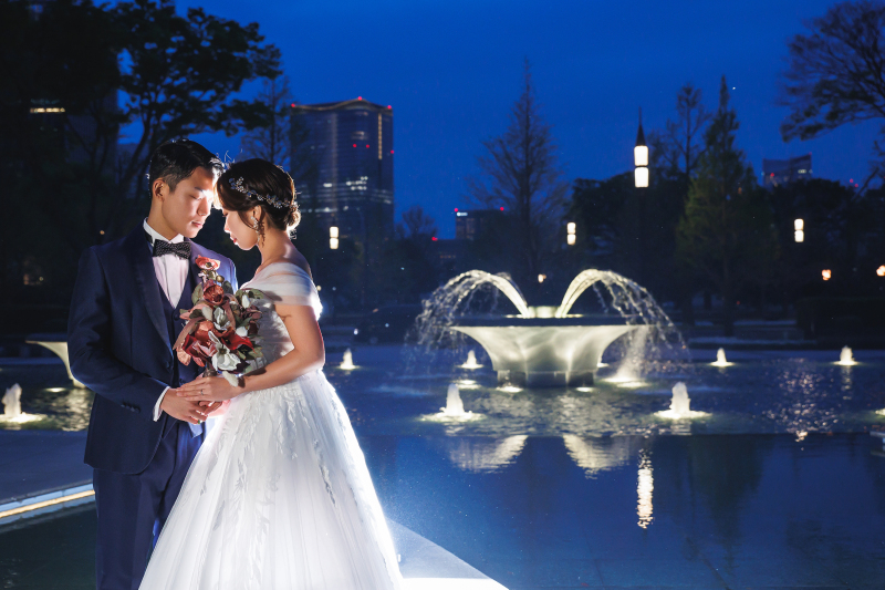 水面に写る噴水