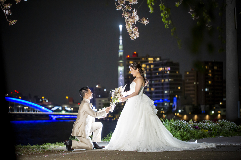 桜もスカイツリーも