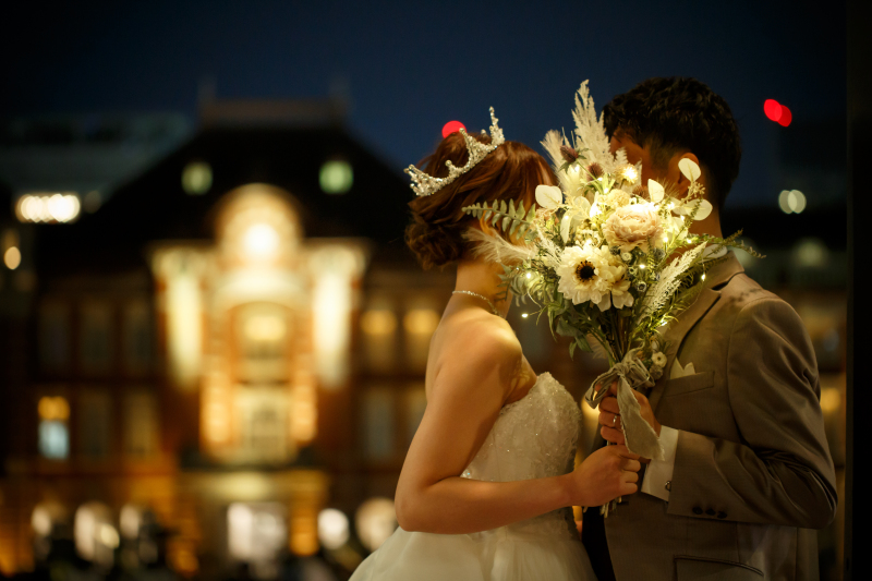 ブーケを使用しての顔隠しショット♪