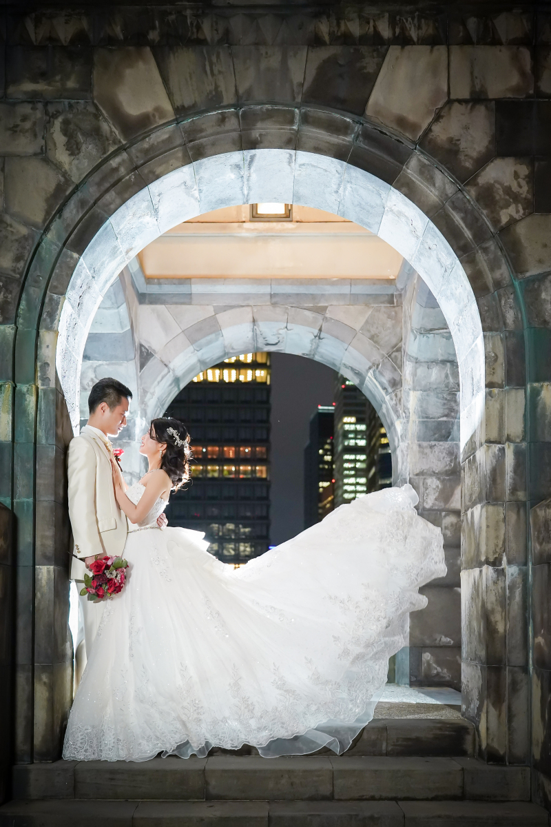 なびくウェディングドレス