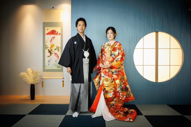 青が印象的な琉球畳で和装撮影♪