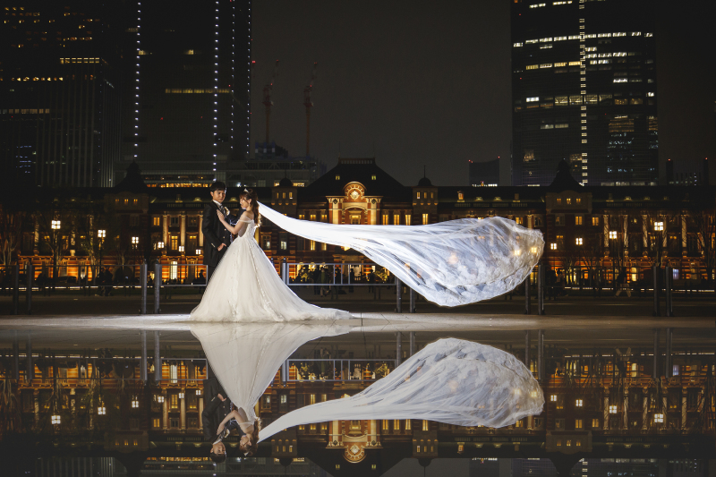 ベールをなびかせて