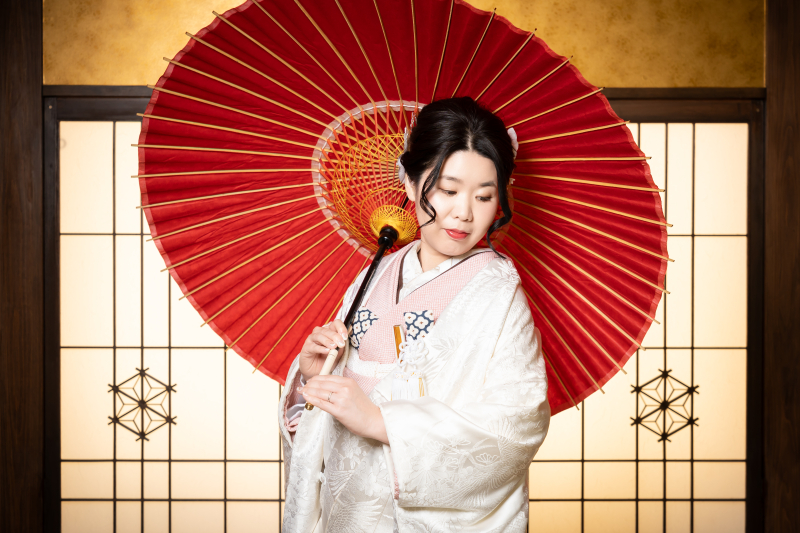 赤い傘でキメ顔♡