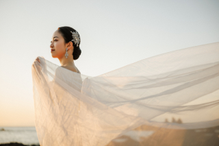 城ヶ島の夕景とスタジオで綴る、ドレスとタキシードの前撮り