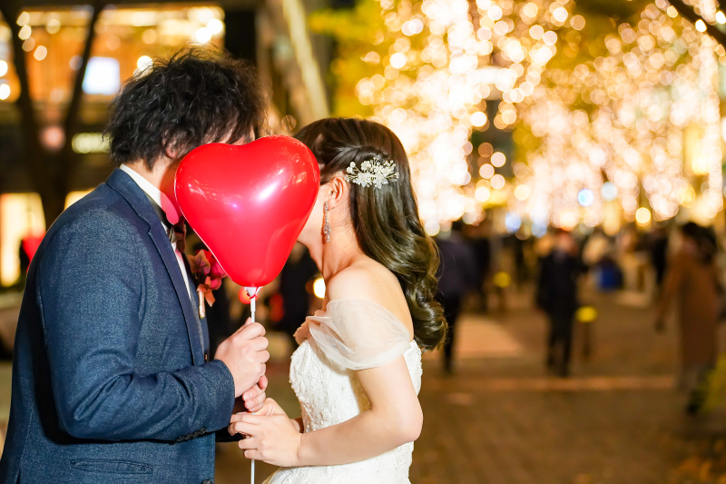 風船に隠れて♡